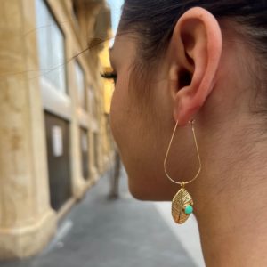le-caro-craft-drop-shape-earrings-gold-plated-leave-watani-lebanon-sell-buy