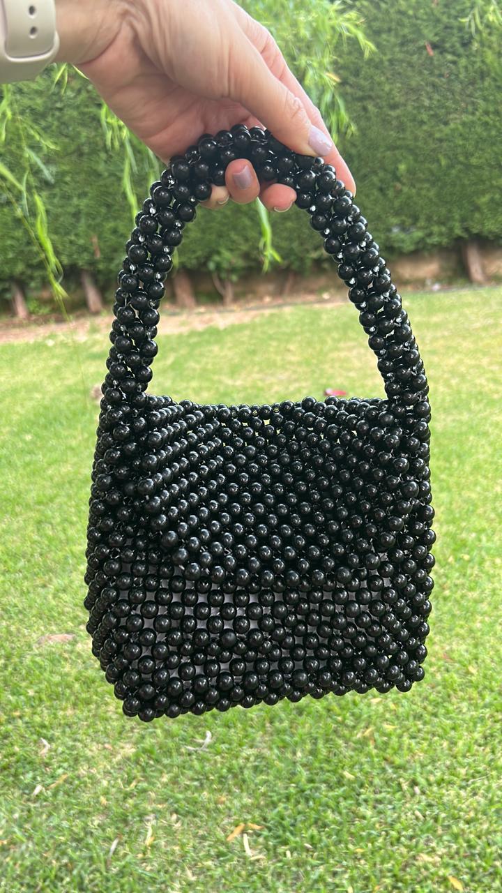Le-Caro-Craft-black-pearls-handbag-watani-sell-buy