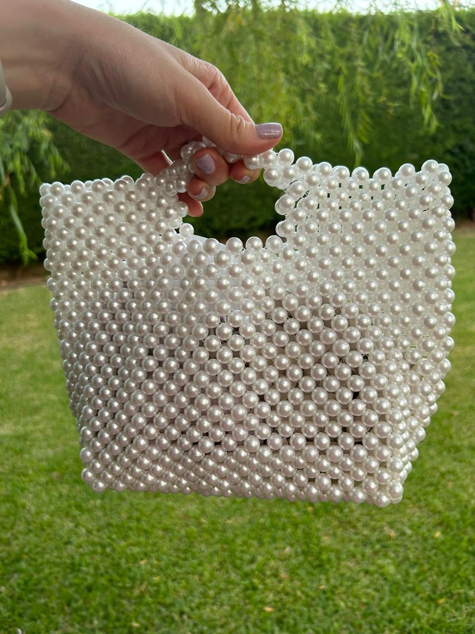 Le-Caro-Craft-white-pearl-handbag-watani-sell-buy